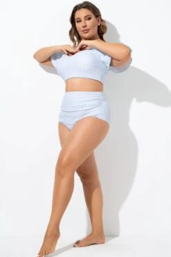 Blue High Waist Bikini Bottom With Side Ruching -Maraluxe Swimwear Shop b debt016006 4