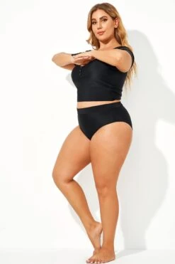 Black Elegant High Waist Women Brief -Maraluxe Swimwear Shop b debt022002 2