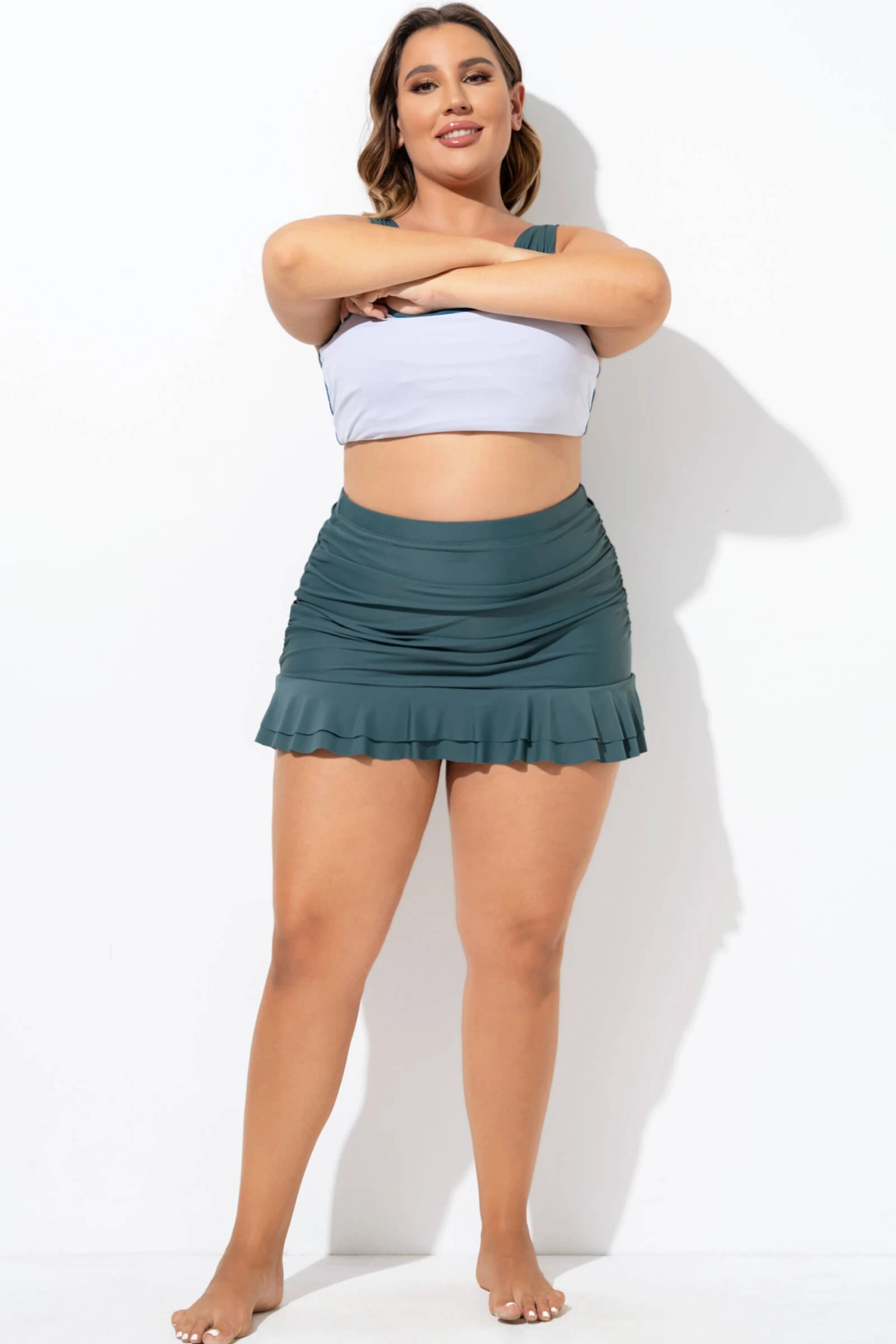 Green Ruffles Skirt With Built-in Brief 6 Green Ruffles Skirt With Built-in Brief - Image 4