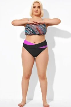 Black Pink Wrap Women High Waist Bikini Bottom -Maraluxe Swimwear Shop b debt026005 44