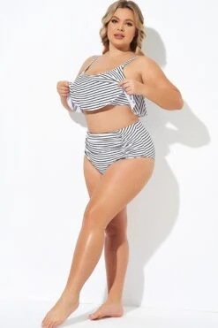 Black And White Stripes Hight Waist Bottom -Maraluxe Swimwear Shop b debt040011 3