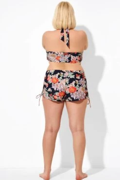 Drawstring Side Flower Printed Swim Shorts -Maraluxe Swimwear Shop b debt043001 2