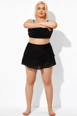 Black High Waisted Layered Black Swim Skirt -Maraluxe Swimwear Shop b debt047001 4