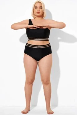 Black Mesh High Waist Bikini Bottom -Maraluxe Swimwear Shop b debt048001 4