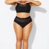 Mesh Patchwork Solid Black Bikini Bottom -Maraluxe Swimwear Shop b debt062001 1