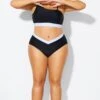 Black & White Natural Waisted Bikini Bottom -Maraluxe Swimwear Shop b debt063001 1