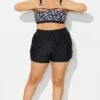 Plus Size Black Mid Waist Women Shorts -Maraluxe Swimwear Shop b debt065002 1