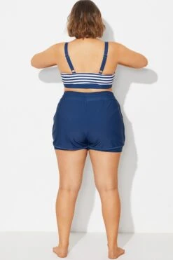 Plus Size Navy Mid Waist Women Shorts 7 Plus Size Navy Mid Waist Women Shorts -Maraluxe Swimwear Shop b debt065003 2