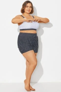 White Polka Dots Mid Waist Women Shorts -Maraluxe Swimwear Shop b debt065004 4