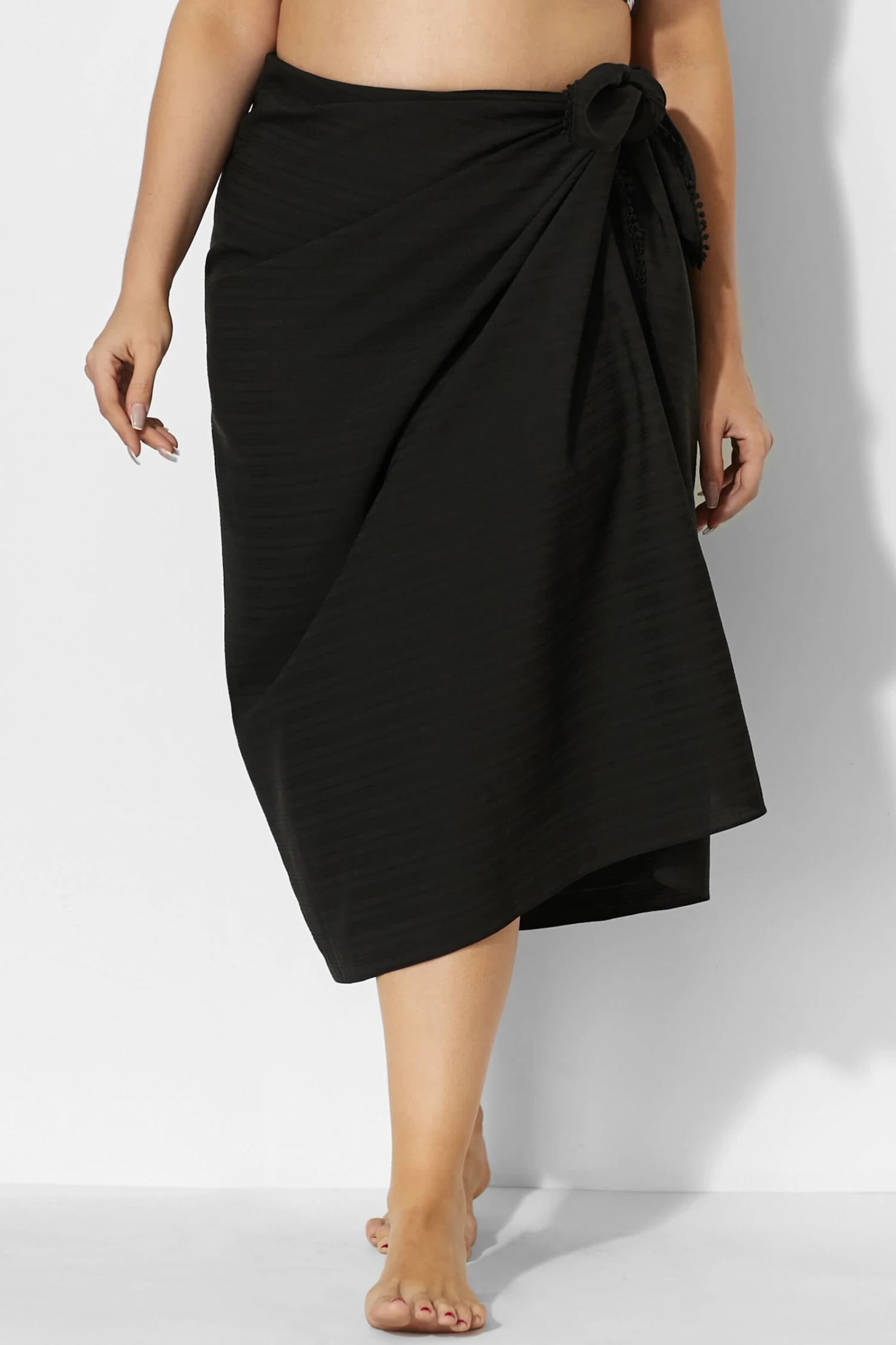 Sexy Side Tie Black Sarong Cover Up 4 Sexy Side Tie Black Sarong Cover Up - Image 2