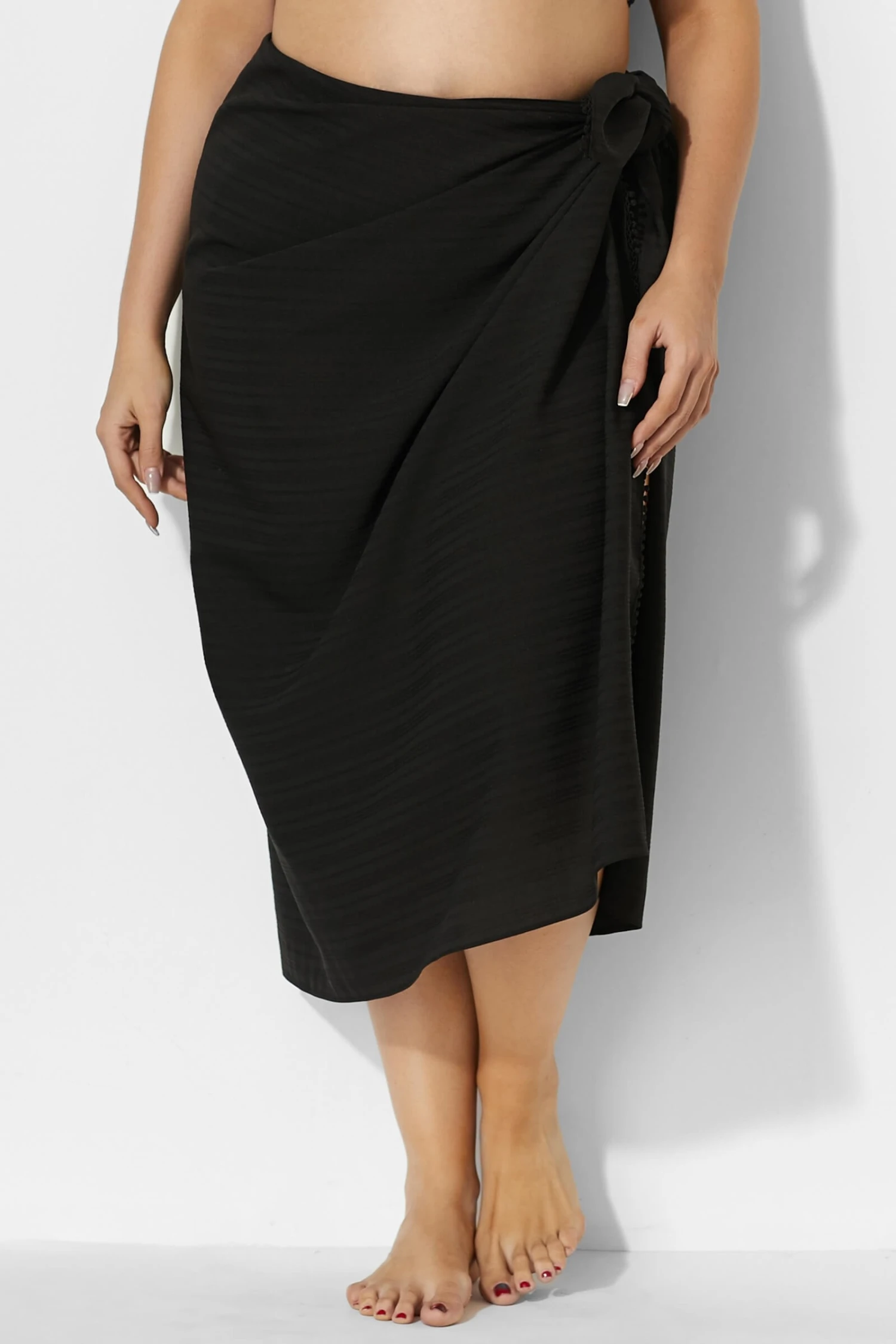 Sexy Side Tie Black Sarong Cover Up 5 Sexy Side Tie Black Sarong Cover Up - Image 3