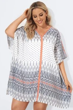 Plunging V-Neck Double Side Slits Cover Up
