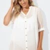 White Button Up Cover Up Shirt With Pockets 1 White Button Up Cover Up Shirt With Pockets -Maraluxe Swimwear Shop b decu005 1
