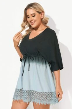 Deep V-Neck Tie-Dye Print Cover Up Dress -Maraluxe Swimwear Shop b decu006 3