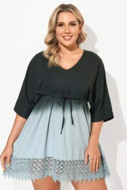 Deep V-Neck Tie-Dye Print Cover Up Dress -Maraluxe Swimwear Shop b decu006 4