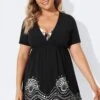 Black Elastic Waistband V-Neck Cover Up Dress -Maraluxe Swimwear Shop b decu007 1
