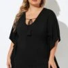 Ruffle Hem Tassel Tie Detail Cover Up Tunic -Maraluxe Swimwear Shop b decu032 1