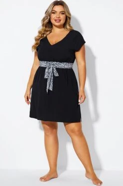 Black V-neck Side Slit Tunic Cover Up 11 Black V-neck Side Slit Tunic Cover Up -Maraluxe Swimwear Shop b decu036 4