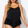 Black Plus Tassel Beach Camisole Beach Sarong 2 Black Plus Tassel Beach Camisole Beach Sarong -Maraluxe Swimwear Shop b decu037 1