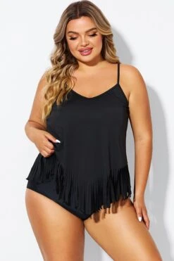 Black Plus Tassel Beach Camisole Beach Sarong -Maraluxe Swimwear Shop b decu037 3