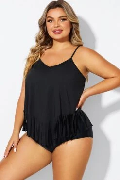 Black Plus Tassel Beach Camisole Beach Sarong -Maraluxe Swimwear Shop b decu037 4