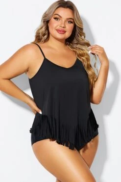 Black Plus Tassel Beach Camisole Beach Sarong -Maraluxe Swimwear Shop b decu037 6