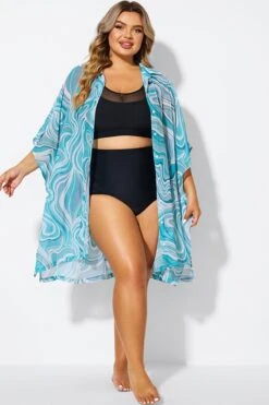 Tide Ripple V-Neck Button Thing Tunic -Maraluxe Swimwear Shop b decu039 3