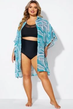 Tide Ripple V-Neck Button Thing Tunic -Maraluxe Swimwear Shop b decu039 4