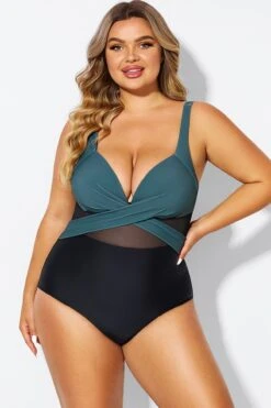 V-Neck Colorblock Tummy Control One Piece Swimsuit -Maraluxe Swimwear Shop b deop006011 3
