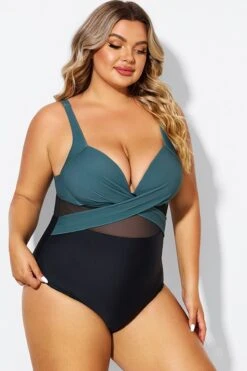 V-Neck Colorblock Tummy Control One Piece Swimsuit -Maraluxe Swimwear Shop b deop006011 6