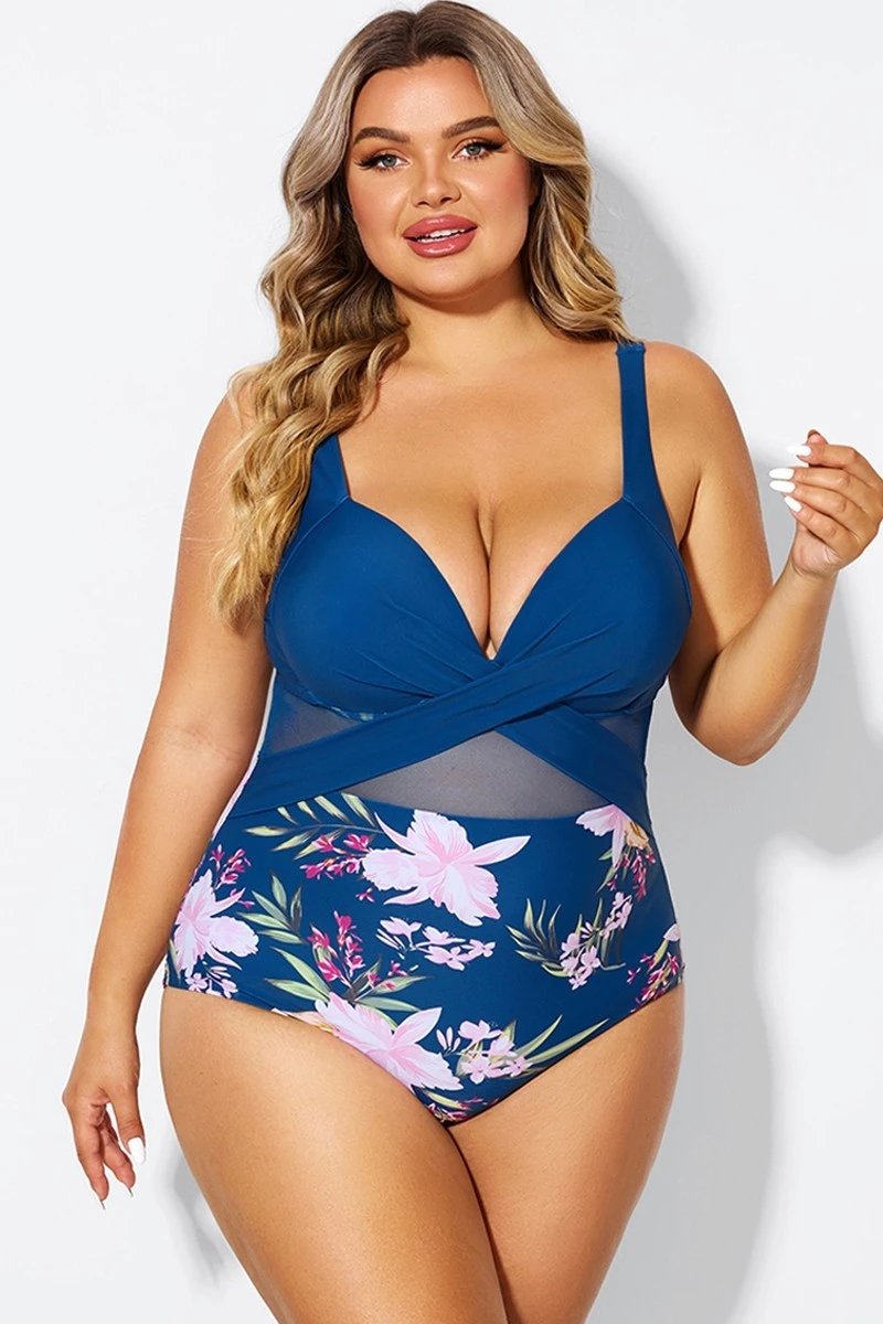 Floral Print Cut Out Mesh Underwire One Piece Swimsuit 3 Floral Print Cut Out Mesh Underwire One Piece Swimsuit