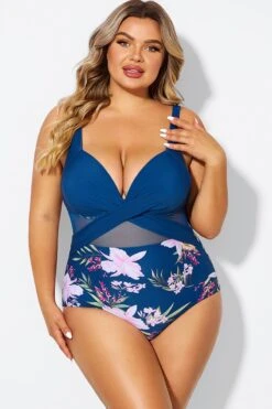 Floral Print Cut Out Mesh Underwire One Piece Swimsuit 10 Floral Print Cut Out Mesh Underwire One Piece Swimsuit -Maraluxe Swimwear Shop b deop006012 3
