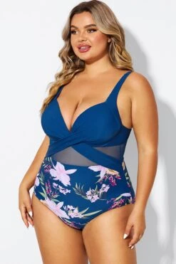 Floral Print Cut Out Mesh Underwire One Piece Swimsuit 11 Floral Print Cut Out Mesh Underwire One Piece Swimsuit -Maraluxe Swimwear Shop b deop006012 5