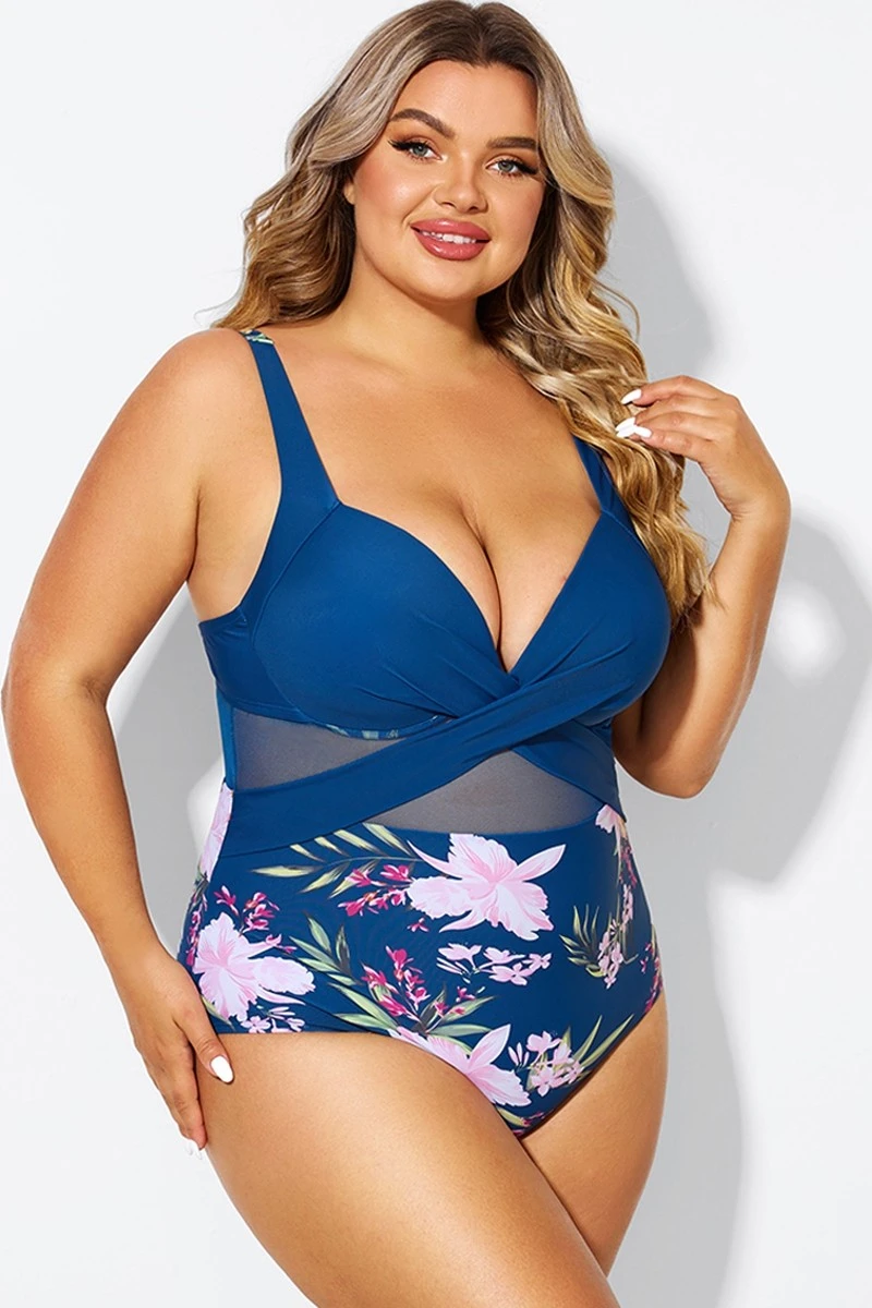Floral Print Cut Out Mesh Underwire One Piece Swimsuit 7 Floral Print Cut Out Mesh Underwire One Piece Swimsuit - Image 5