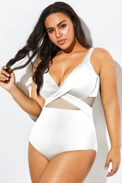 White Cut Out Mesh Underwire One Piece Swimsuit -Maraluxe Swimwear Shop b deop006014 44