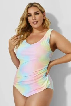 Rainbow Sarong Front One Piece Swimsuit For Lady -Maraluxe Swimwear Shop b deop011002 2