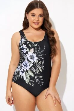 Elegant Flower Print Square Neck One Piece Swimsuit -Maraluxe Swimwear Shop b deop015005 5