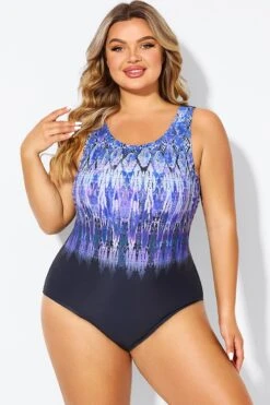Purple High Neck Tummy Control One Piece Swimsuit -Maraluxe Swimwear Shop b deop021001 3