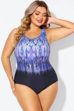 Purple High Neck Tummy Control One Piece Swimsuit -Maraluxe Swimwear Shop b deop021001 4