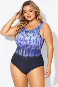 Purple High Neck Tummy Control One Piece Swimsuit -Maraluxe Swimwear Shop b deop021001 5