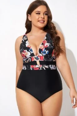 Floral Print Cut Out One Piece Swimsuit -Maraluxe Swimwear Shop b deop032001 4