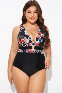 Floral Print Cut Out One Piece Swimsuit -Maraluxe Swimwear Shop b deop032001 5