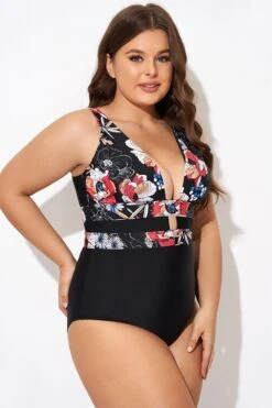 Floral Print Cut Out One Piece Swimsuit -Maraluxe Swimwear Shop b deop032001 6