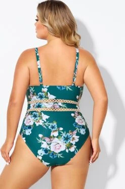 Floral Print Plunge V-neck One Piece Swimsuit 9 Floral Print Plunge V-neck One Piece Swimsuit -Maraluxe Swimwear Shop b deop033006 2