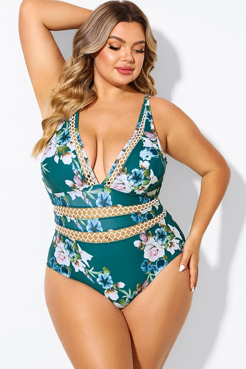 Floral Print Plunge V-neck One Piece Swimsuit 5 Floral Print Plunge V-neck One Piece Swimsuit - Image 3