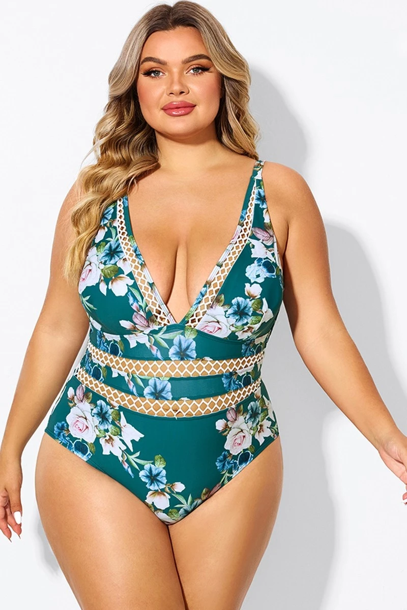 Floral Print Plunge V-neck One Piece Swimsuit 6 Floral Print Plunge V-neck One Piece Swimsuit - Image 4