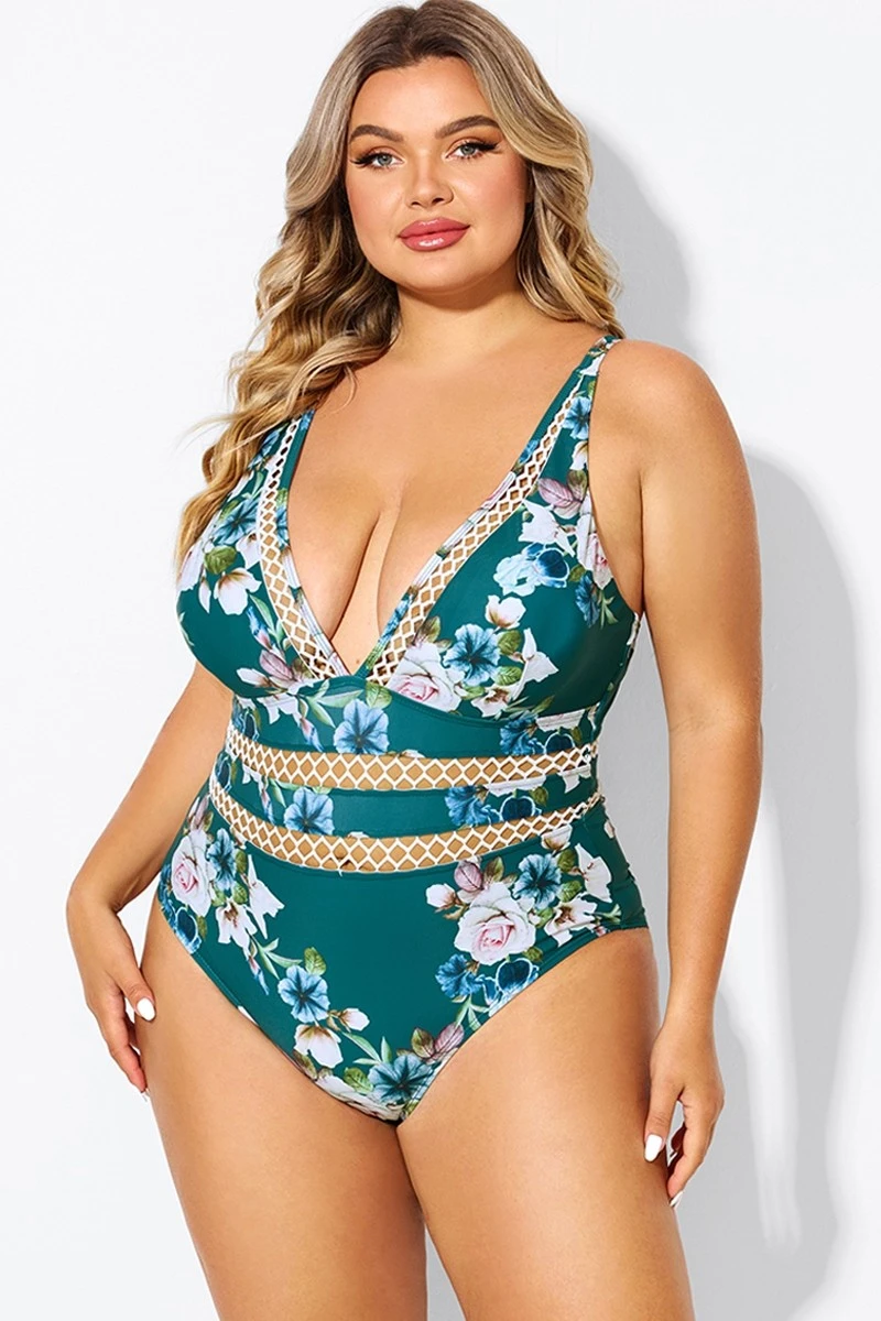 Floral Print Plunge V-neck One Piece Swimsuit 7 Floral Print Plunge V-neck One Piece Swimsuit - Image 5
