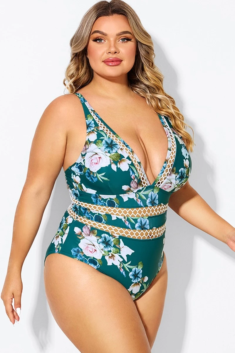 Floral Print Plunge V-neck One Piece Swimsuit 8 Floral Print Plunge V-neck One Piece Swimsuit - Image 6