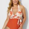 V-neck Tie Dye Wrap Halter One Piece Swimsuit -Maraluxe Swimwear Shop b deop035002 1
