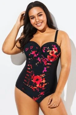 Poppies Sweetheart Neckline Ladies One Piece Swimsuit -Maraluxe Swimwear Shop b deop040001 1